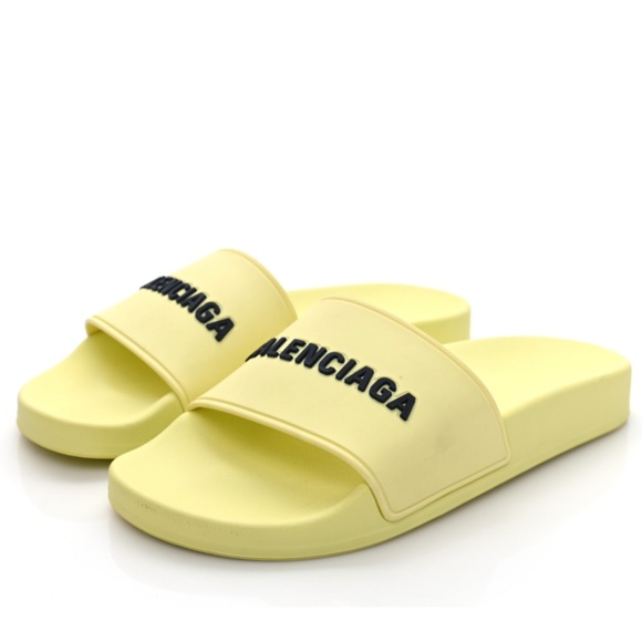 BALENCIAGA Smooth Rubber Logo Bi-Color Womens Pool Slide Size 9 PRICE FIRMMMMM - Picture 1 of 9